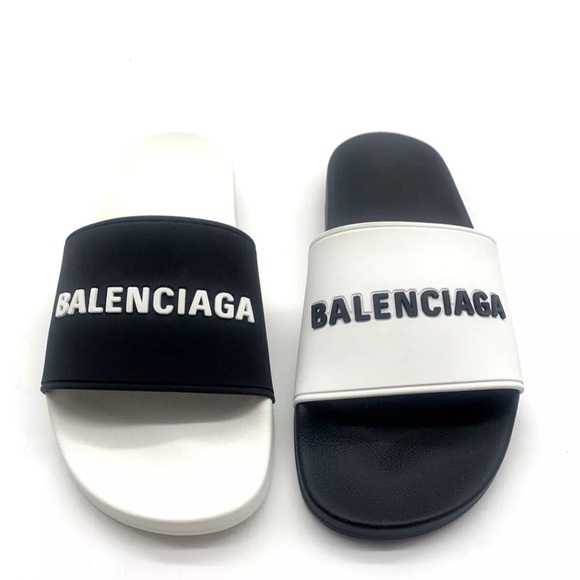 Balenciaga Women's Logo Mismatched Slide Sandal - Picture 1 of 6
